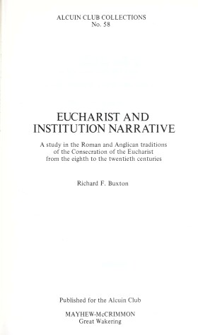 Cover of Eucharist & Institution Narrative