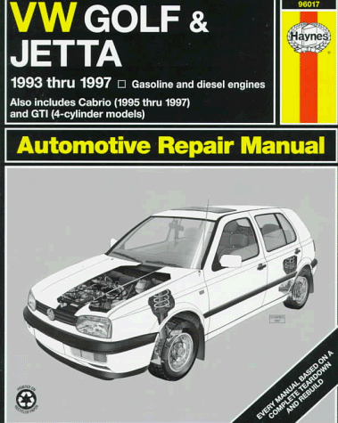 Book cover for VW Golf and Jetta ('93-'97) Automotive Repair Manual