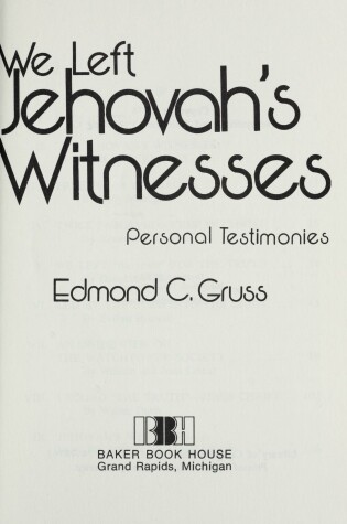 Cover of We Left Jehovah's Witnesses