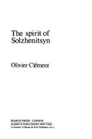 Cover of The Spirit of Solzhenitsyn