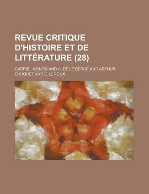 Book cover for Revue Critique D'Histoire Et de Litterature (28)