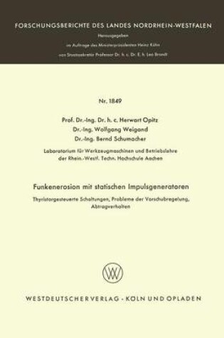 Cover of Funkenerosion Mit Statischen Impulsgeneratoren