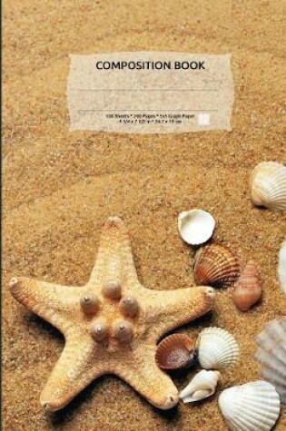 Cover of Sand & Seashells Composition Notebook, 5x5 Quad Rule Graph Paper