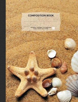 Book cover for Sand & Seashells Composition Notebook, 5x5 Quad Rule Graph Paper