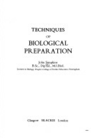 Cover of Techniques of Biological Preparation