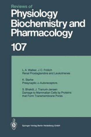 Cover of Reviews of Physiology, Biochemistry and Pharmacology