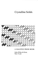 Book cover for Mckie: *Crystalline Solids*