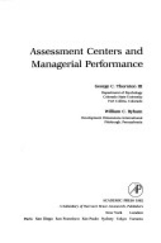 Cover of Assessment Centers and Managerial Performance