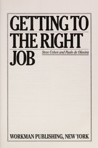Cover of Getting to the Right Job