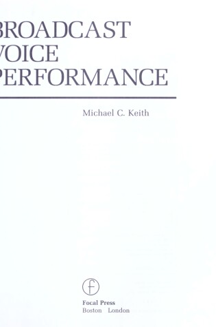 Cover of Broadcast Voice Performance