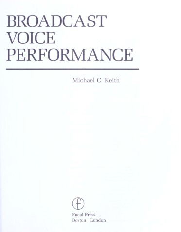 Book cover for Broadcast Voice Performance