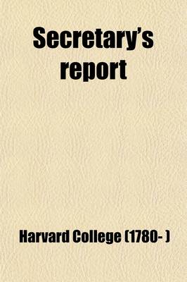 Book cover for Harvard College Class of 1884 Secretary's Report (Volume 3)