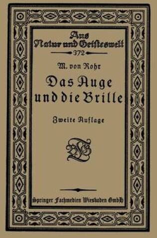 Cover of Das Auge Und Die Brille