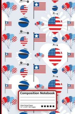 Cover of USA Fourth of July Patriotic BBQ and Balloons Composition Notebook
