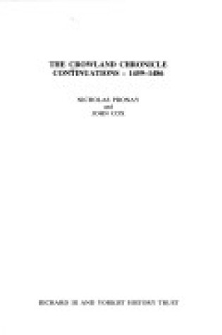 Cover of The Crowland Chronicle Continuations
