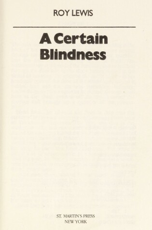 Cover of A Certain Blindness