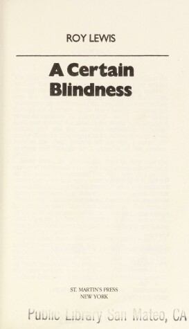 Book cover for A Certain Blindness