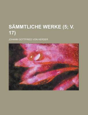 Book cover for Sammtliche Werke (5; V. 17)