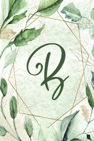 Cover of Notebook 6"x9" - Letter B - Green Gold Floral Design