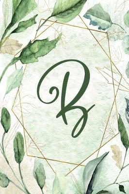 Book cover for Notebook 6"x9" - Letter B - Green Gold Floral Design