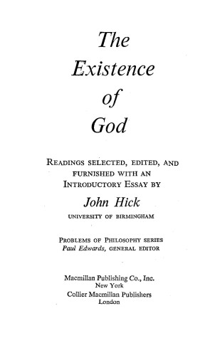 Book cover for The Existence of God