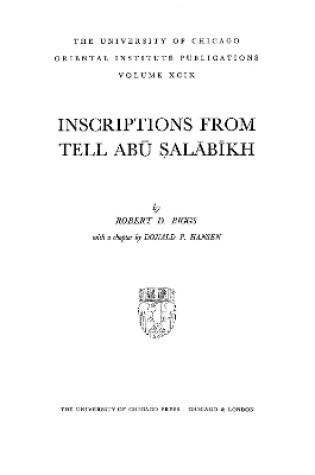 Cover of Inscriptions from Tell Abu Salabikh