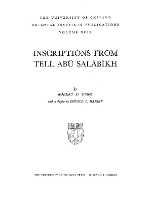 Book cover for Inscriptions from Tell Abu Salabikh