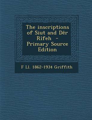 Book cover for Inscriptions of Siut and Der Rifeh