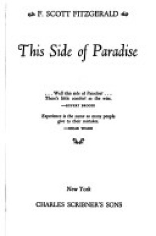 Cover of Fitzgerald S:This Side of Paradise