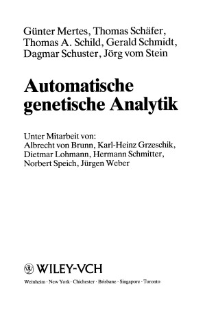 Cover of Automatische genetische Analytik