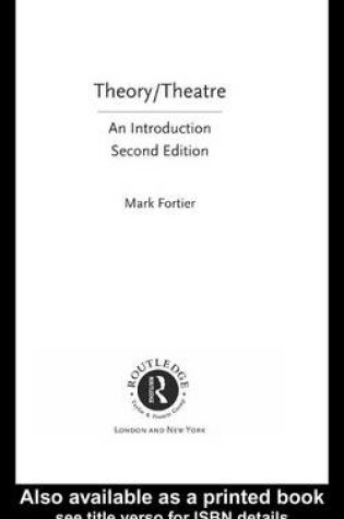 Cover of Theory/Theatre: An Introduction