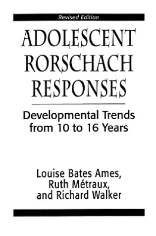 Cover of Adolescent Rorschach Responses