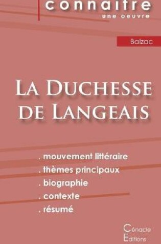 Cover of Fiche de lecture La Duchesse de Langeais de Balzac (Analyse litteraire de reference et resume complet)