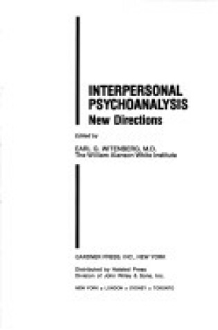 Cover of Interpersonal Psychoanalysis