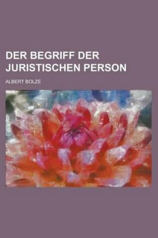 Cover of Der Begriff Der Juristischen Person