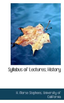 Book cover for Syllabus of Lectures; History