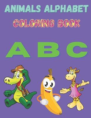 Book cover for animals alphabet ABC coloring book