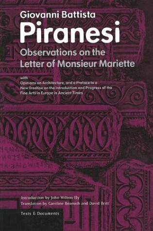 Cover of Observations on the Letter of Monsieur Mariette