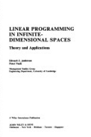 Cover of Linear Programming in Infinite Dimensional Spaces
