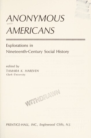 Cover of Anonymous Americans