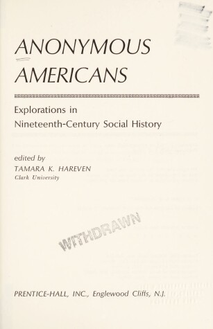 Book cover for Anonymous Americans