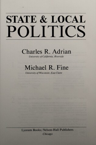 Cover of State and Local Politics