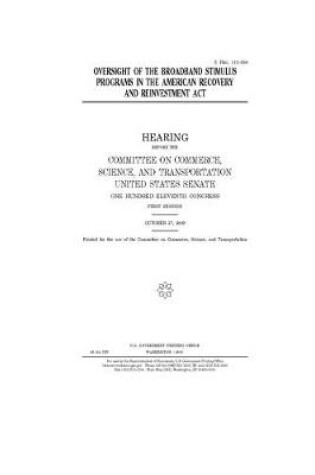 Cover of Oversight of the broadband stimulus programs in the American Recovery and Reinvestment Act