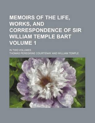 Book cover for Memoirs of the Life, Works, and Correspondence of Sir William Temple Bart; In Two Volumes Volume 1