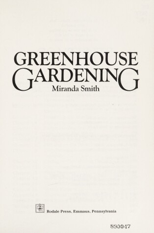 Book cover for Greenhouse Gardening