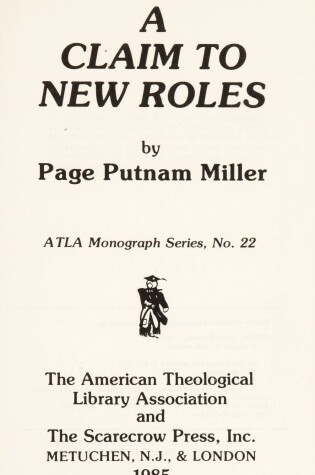 Cover of A Claim to New Roles