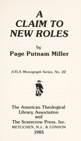 Cover of A Claim to New Roles
