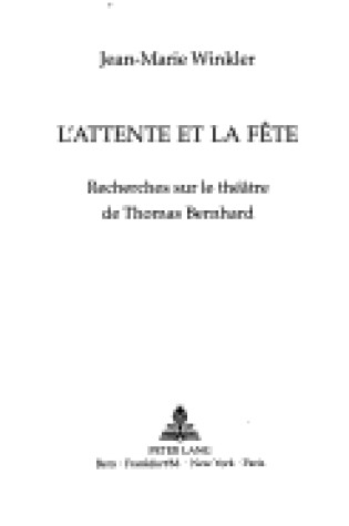 Cover of L'Attente Et La Fete