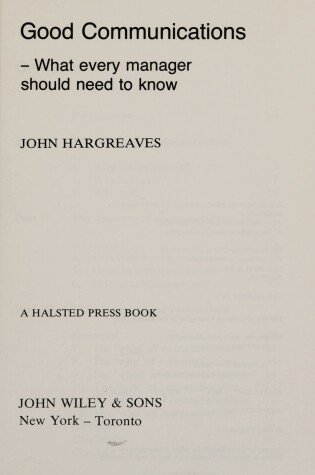 Cover of Hargreaves: A Good Communications - Wh