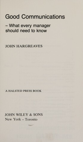 Book cover for Hargreaves: A Good Communications - Wh